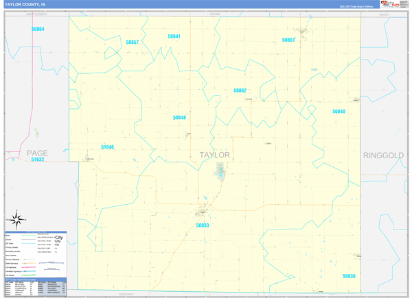 Taylor County, IA Carrier Route Wall Map