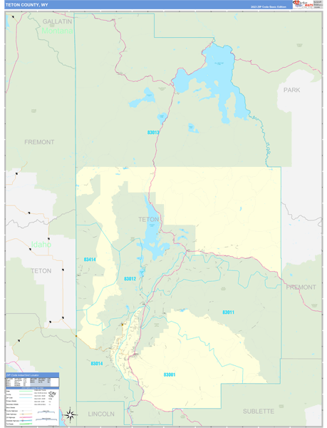 Teton County, WY Carrier Route Wall Map