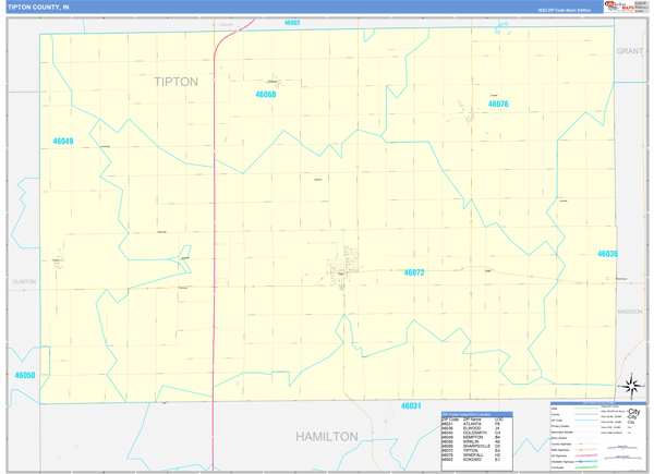 Tipton County, IN Map Basic Style