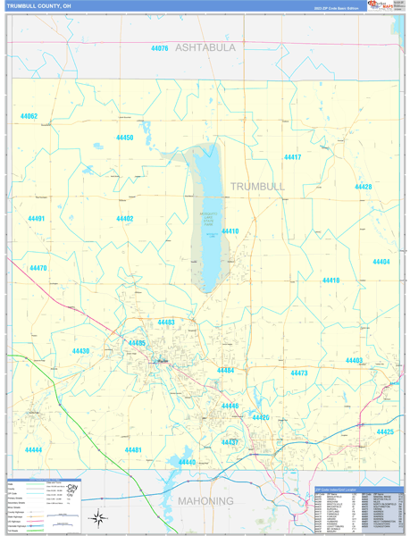 Trumbull County Wall Map Basic Style