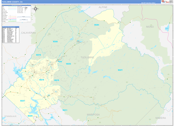 Tuolumne County, CA Zip Code Map