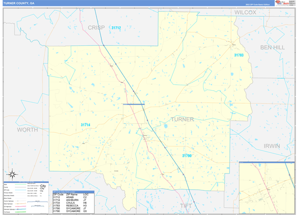 Turner County, GA Carrier Route Wall Map
