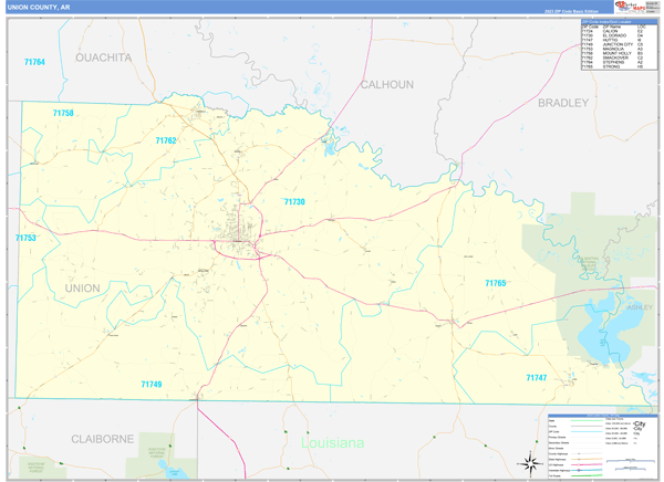 Union County, AR Wall Map Basic Style