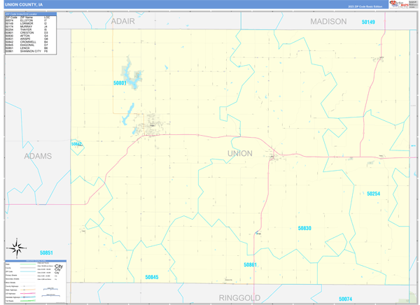 Union County, IA Zip Code Wall Map