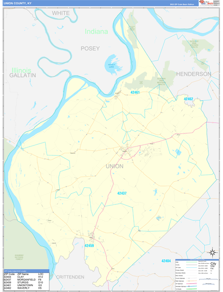 Union County, KY Zip Code Map