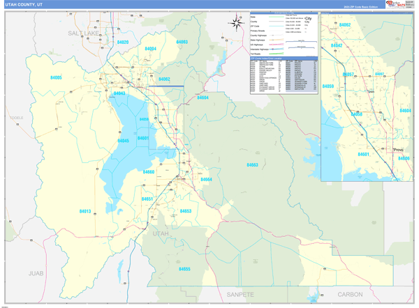Utah County, UT Carrier Route Wall Map