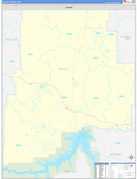 Valley County, MT Carrier Route Wall Map