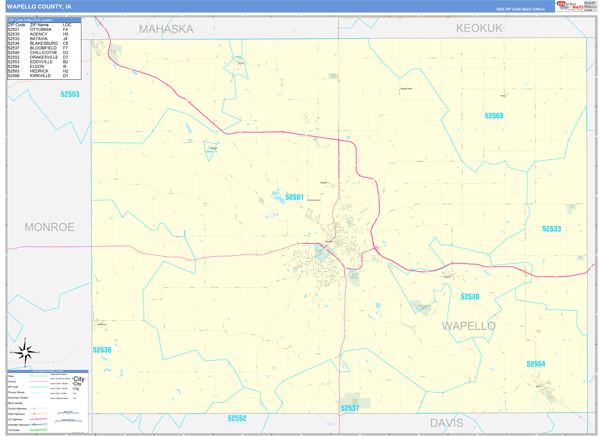 Wapello County, IA Carrier Route Wall Map