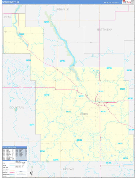 Ward County, ND Carrier Route Wall Map