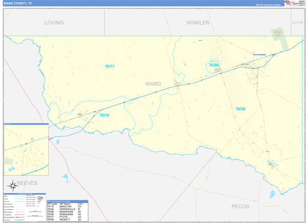 Ward County, TX Carrier Route Wall Map