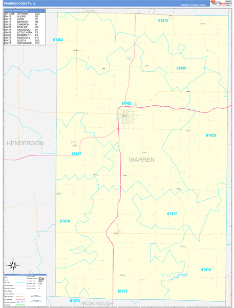 Warren County, IL Zip Code Map