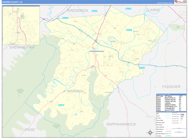 Warren County, VA Zip Code Map