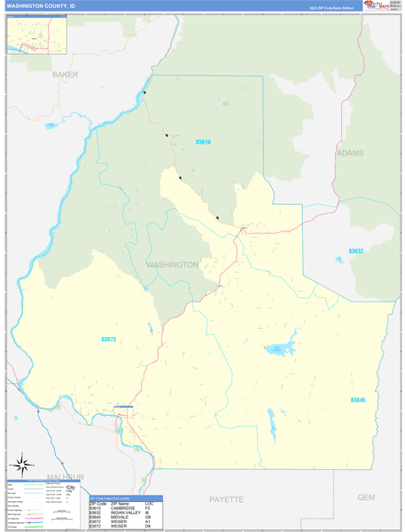 Washington County, ID Carrier Route Wall Map