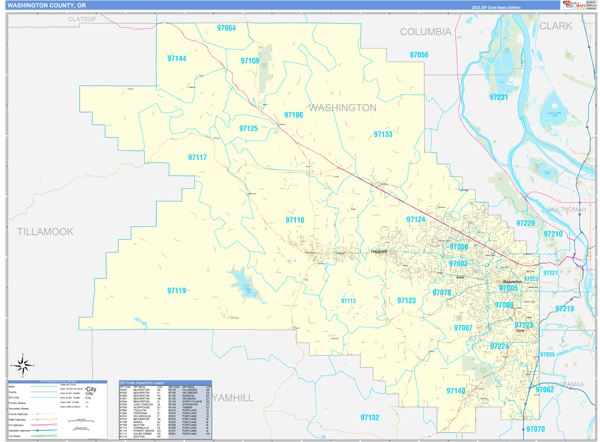 Washington County, OR Zip Code Map