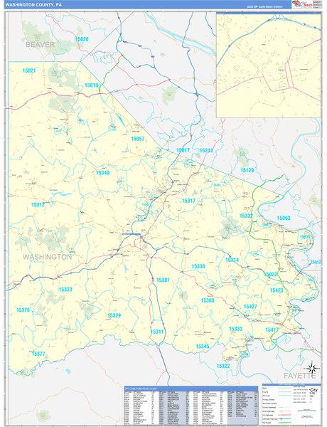 Washington County, PA Zip Code Map