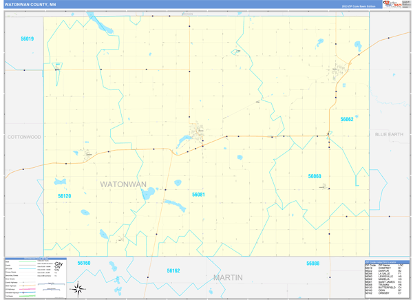 Watonwan County, MN Zip Code Map