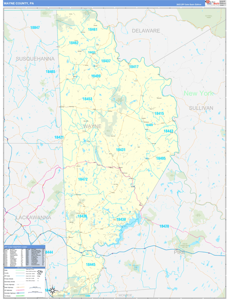 Wayne County, PA Zip Code Map