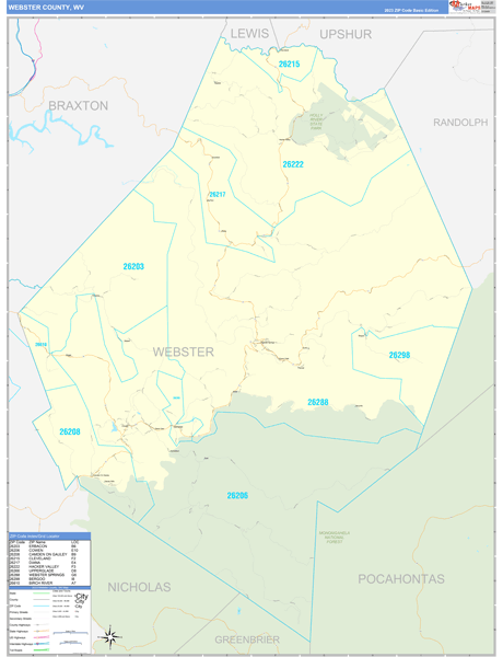 Webster County Wall Map Basic Style
