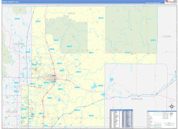 Weld County, CO Zip Code Map
