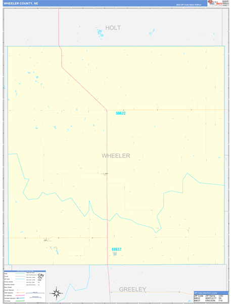 Wheeler County, NE Carrier Route Wall Map