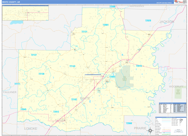 White County, AR Wall Map Basic Style