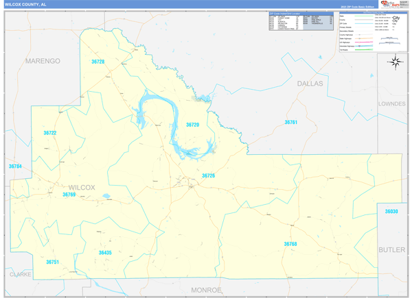 Wilcox County, AL Zip Code Map