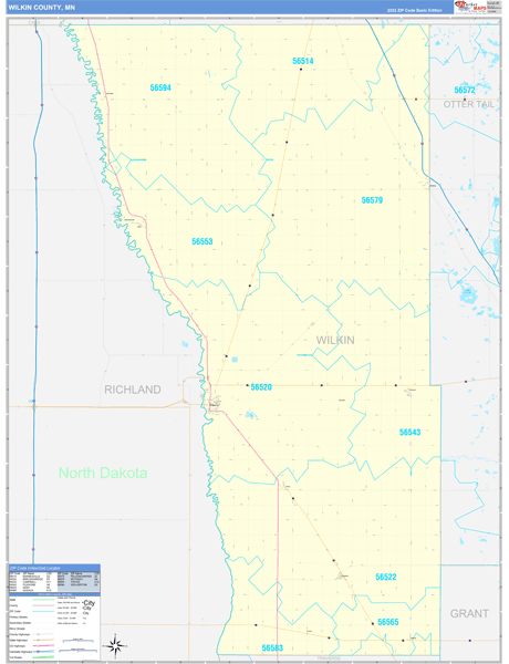 Wilkin County Wall Map Basic Style