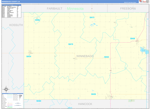 Winnebago County, IA Zip Code Map