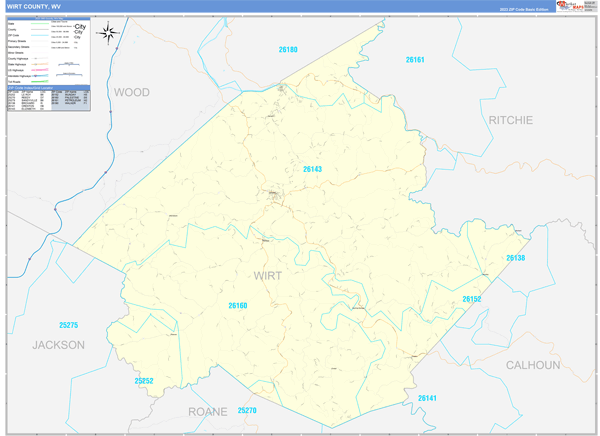 Wirt County Wall Map Basic Style