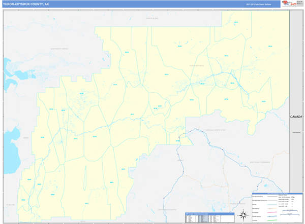 Yukon-Koyukuk County, AK Zip Code Map