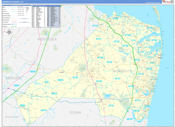 Monmouth Wall Map