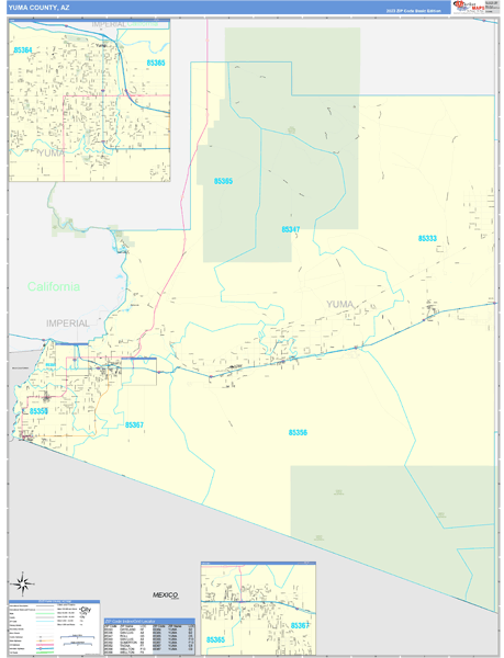 Yuma County, AZ 5 Digit Zip Code Maps - Basic