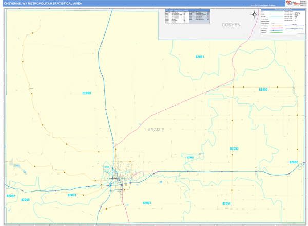 Cheyenne Metro Area Digital Map Basic Style