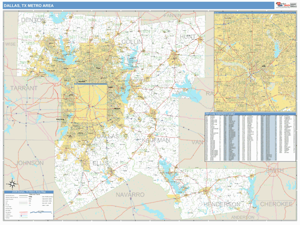 Dallas Metro Area Digital Map Basic Style