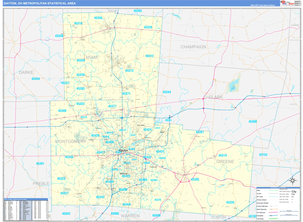 Dayton Metro Area Digital Map Basic Style