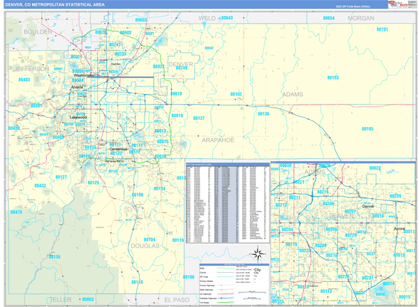 Denver Metro Area Digital Map Basic Style