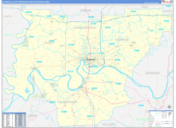 Evansville Metro Area Digital Map Basic Style
