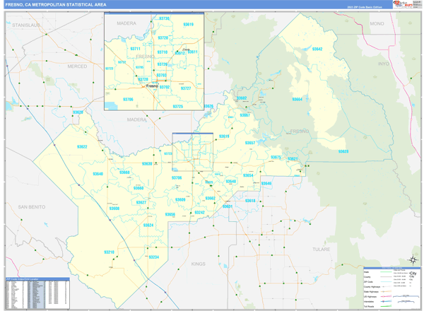 Fresno Metro Area Digital Map Basic Style