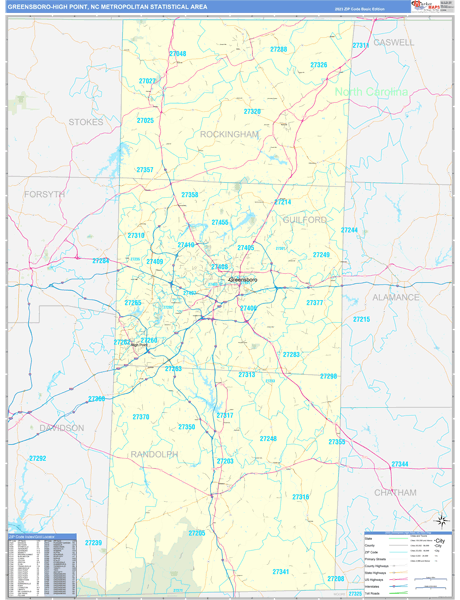 Maps of Greensboro-High Point Metro Area North Carolina