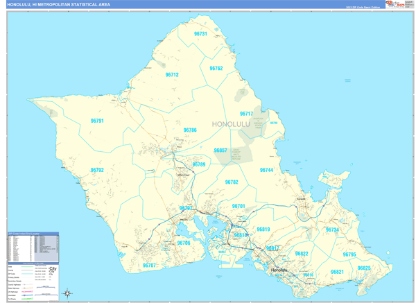 Honolulu Metro Area Digital Map Basic Style