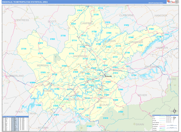 Knoxville Metro Area Digital Map Basic Style