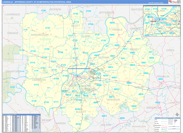 Maps of Louisville Jefferson County Metro Area Kentucky