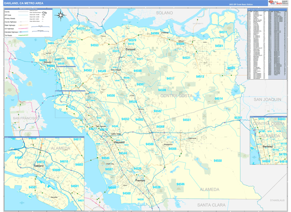Oakland Metro Area Ca Zip Code Maps Basic