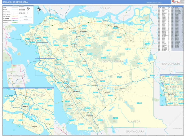 Oakland, CA Metro Area Zip Code Map