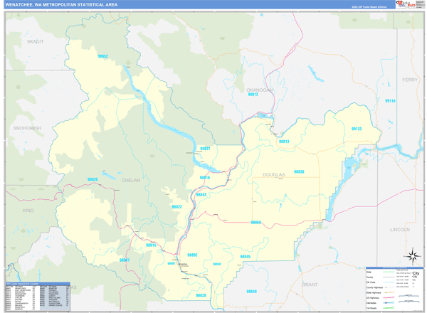Wenatchee Metro Area Digital Map Basic Style
