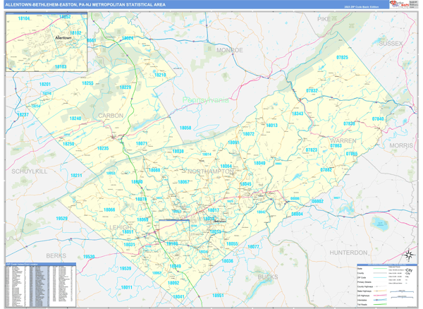 Maps of Allentown-Bethlehem-Easton Metro Area Pennsylvania