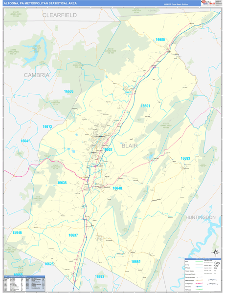Altoona Metro Area Wall Map