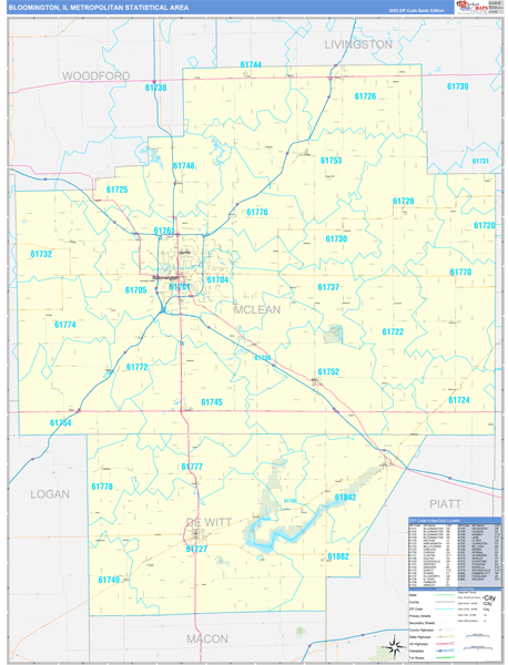 Bloomington Metro Area Wall Map
