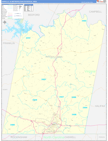 Danville Metro Area Wall Map