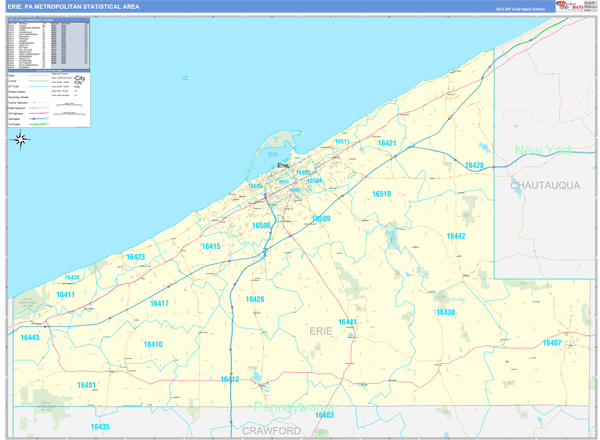 Erie Metro Area Wall Map